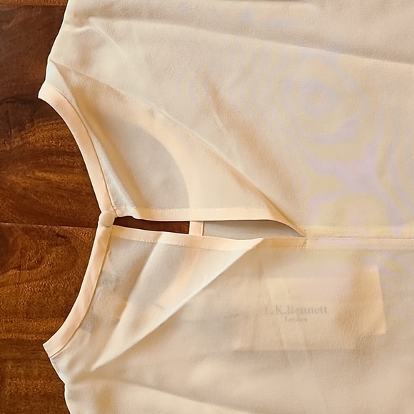 L.K.Bennett Timian Silk Blouse, Cream, Gathered Sleeves - Picture 14 of 15